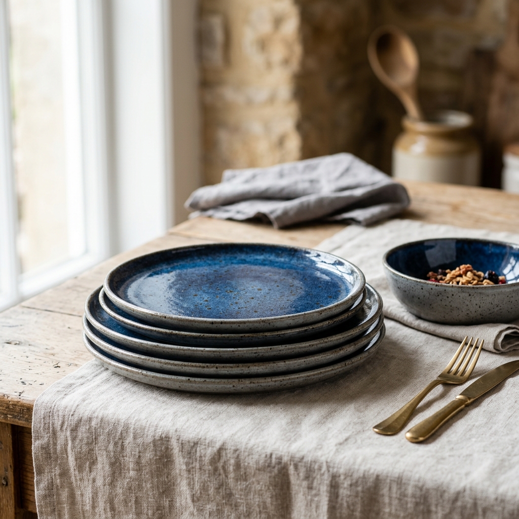 Hand-Glazed Ceramic Dinner Plate Set