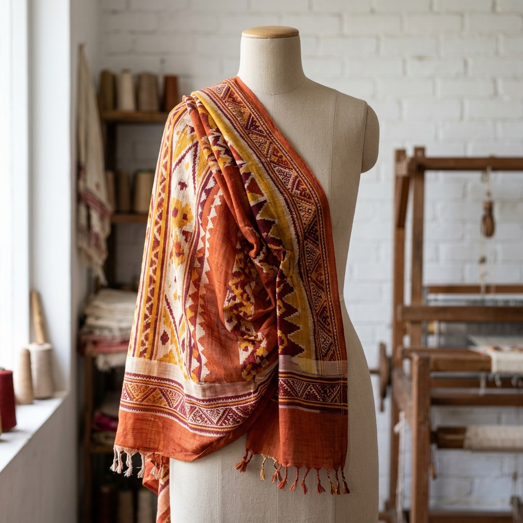 Traditional Hand-Woven Cotton Dupatta