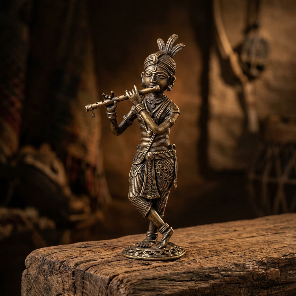 Dhokra Art Bell Metal Tribal Musician Figurine